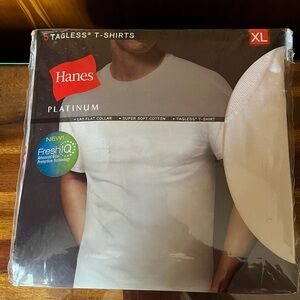 Hanes Platinum Men's Undershirt Crewneck T-Shirt 5 Pack White 100% Cotton XL